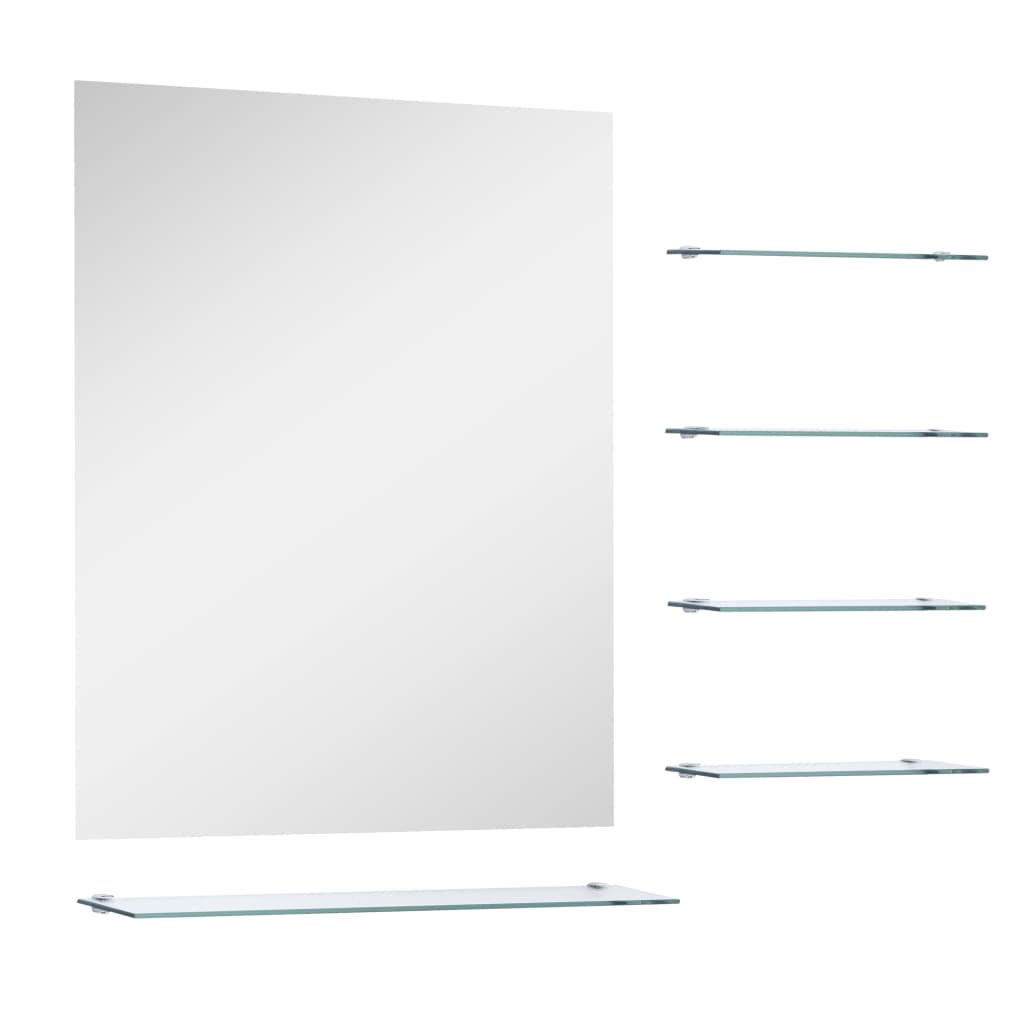 vidaXL Wandspiegel met 5 schappen 50x60 cm zilverkleurig