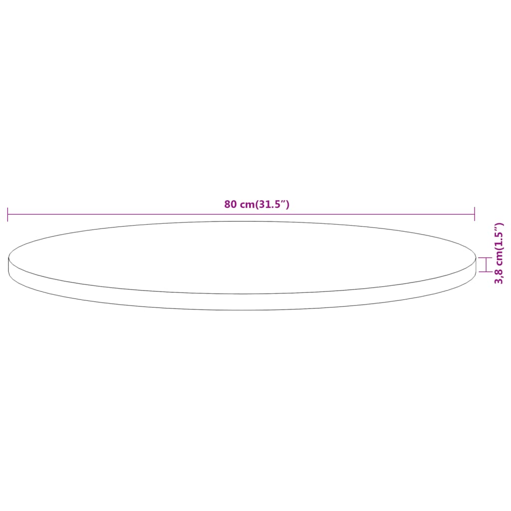 vidaXL Tafelblad rond Ø 80x3,8 cm massief acaciahout