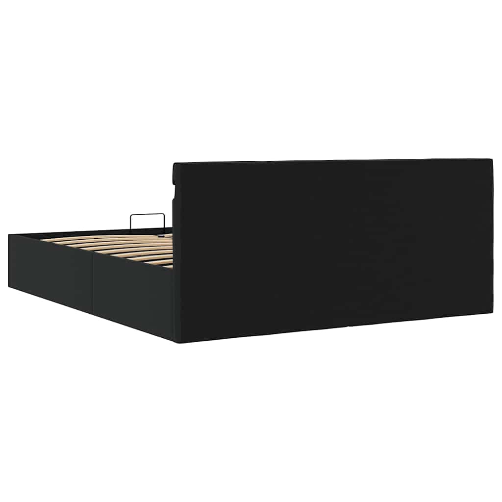 vidaXL Bedframe met opslag hydraulisch LED kunstleer zwart 180x200 cm