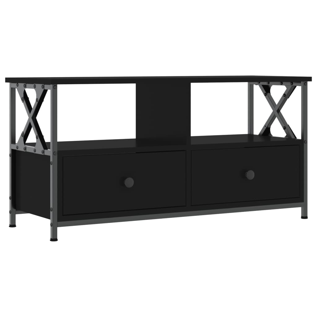 vidaXL Tv-meubel 90x33x45 cm bewerkt hout en ijzer zwart