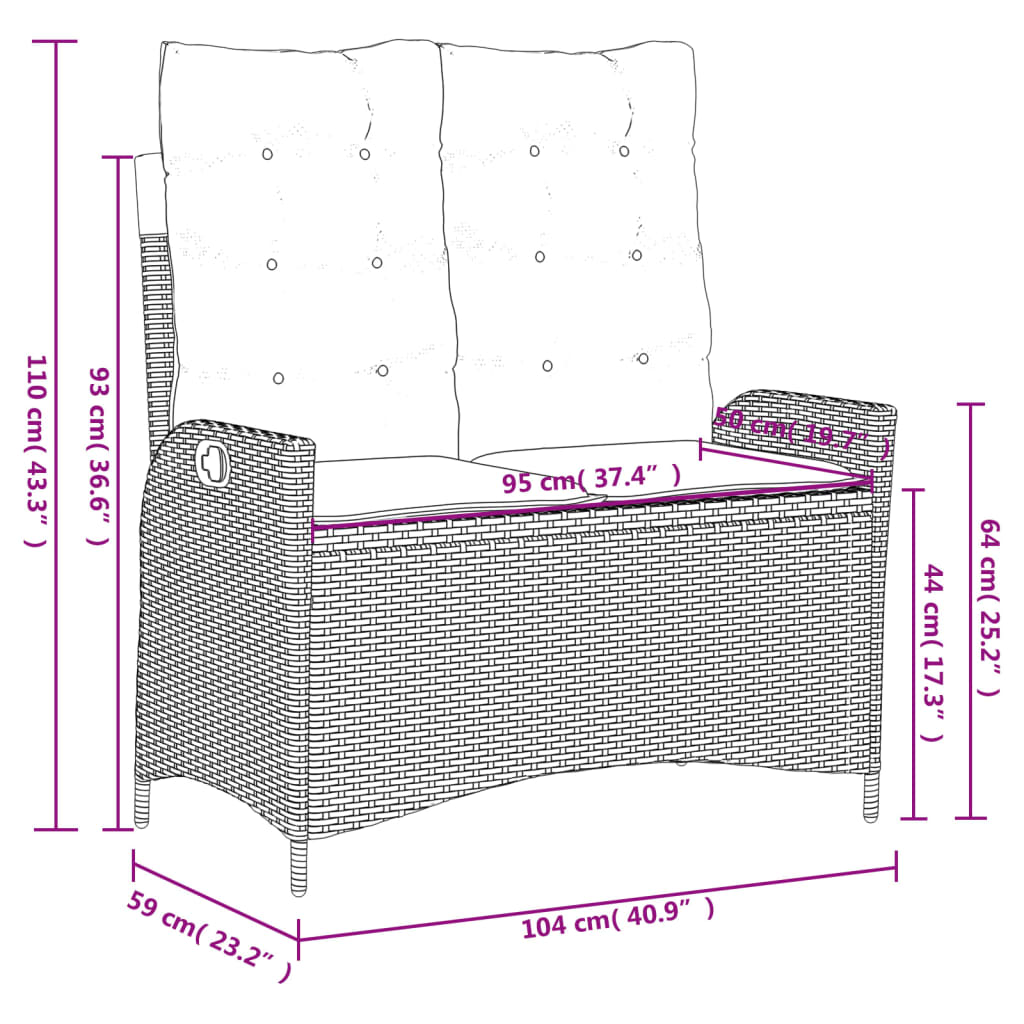 vidaXL 4-delige Tuinset met kussens poly rattan beige