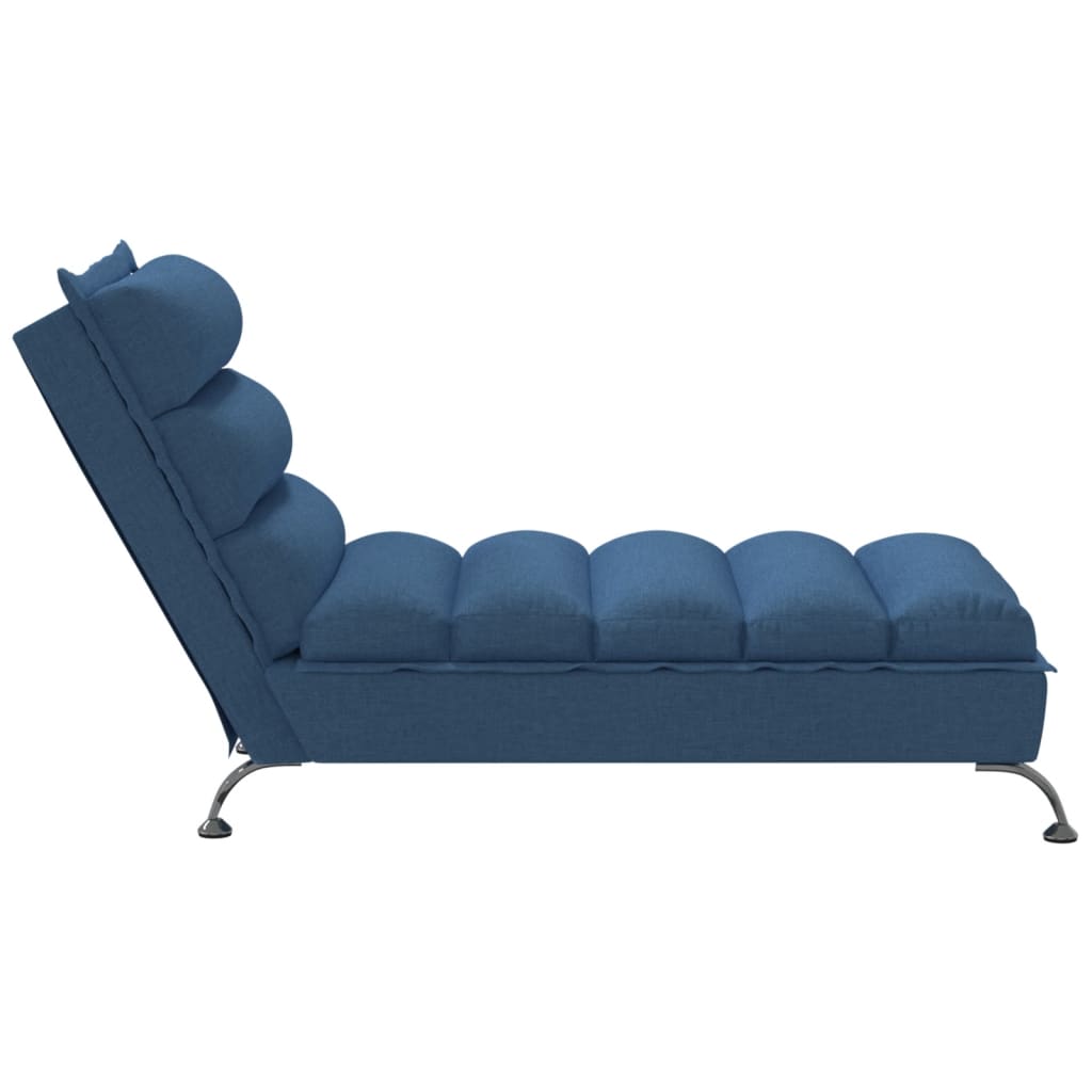 vidaXL Chaise longue met kussens stof blauw