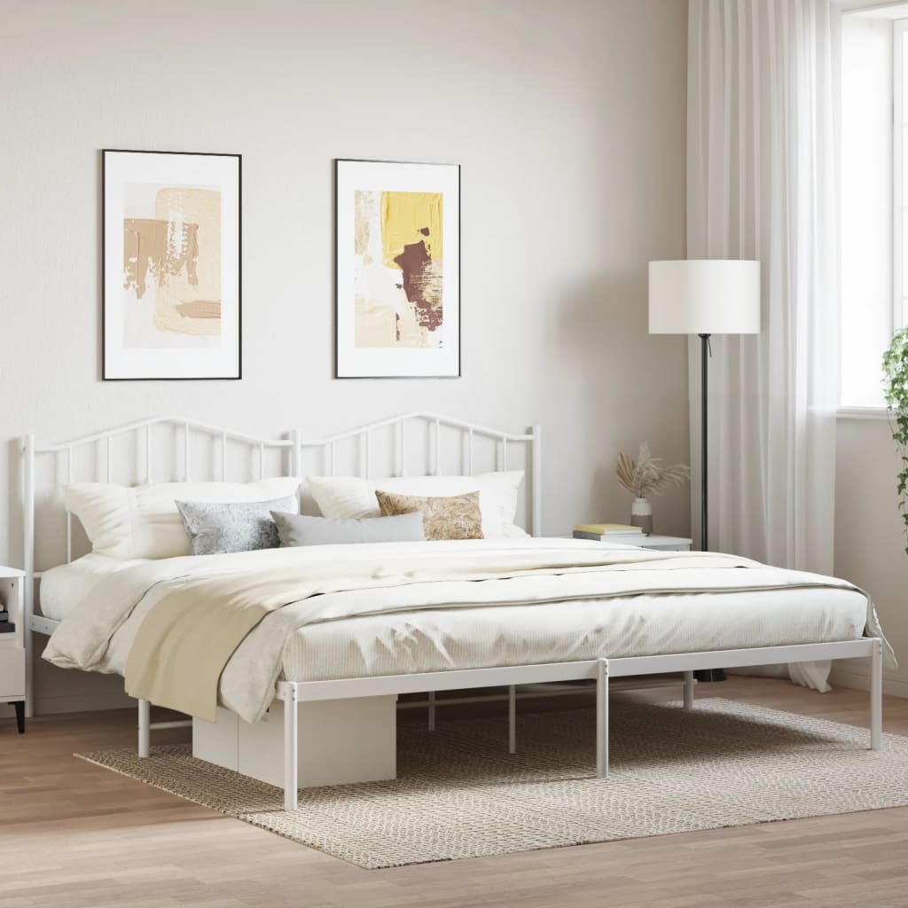 vidaXL Bedframe met hoofdbord metaal wit 193x203 cm