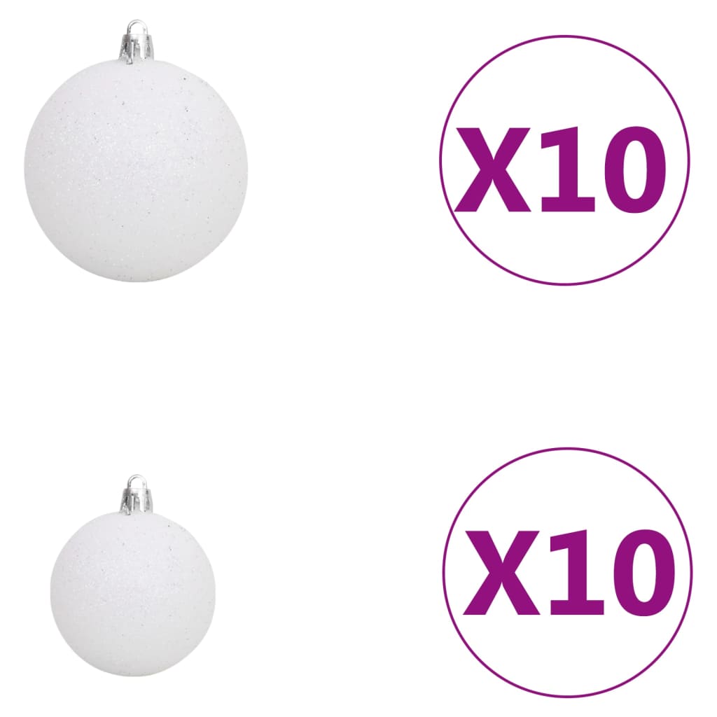 vidaXL 120-delige Kerstballenset met piek en 300 LED's wit en grijs