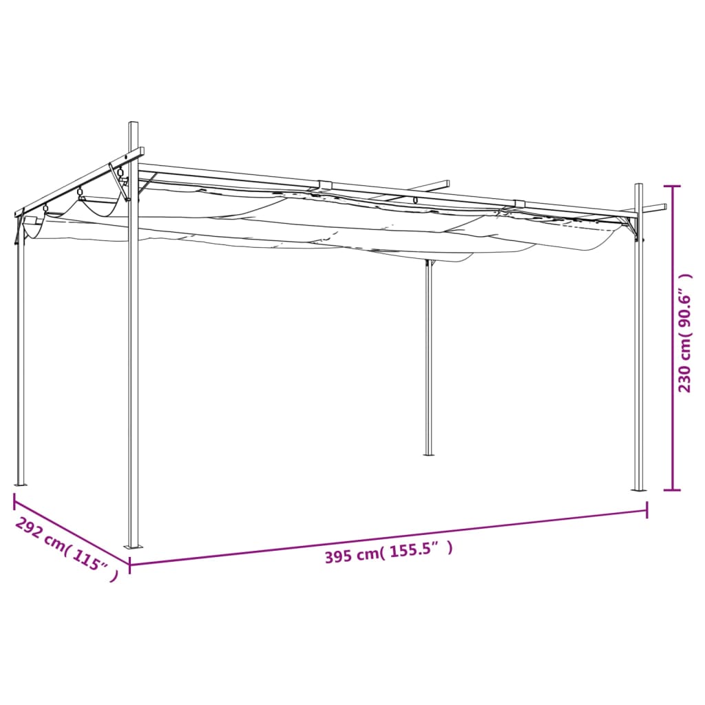 Outsunny vervangend dak van waterdicht polyester voor paviljoen 3x3 m