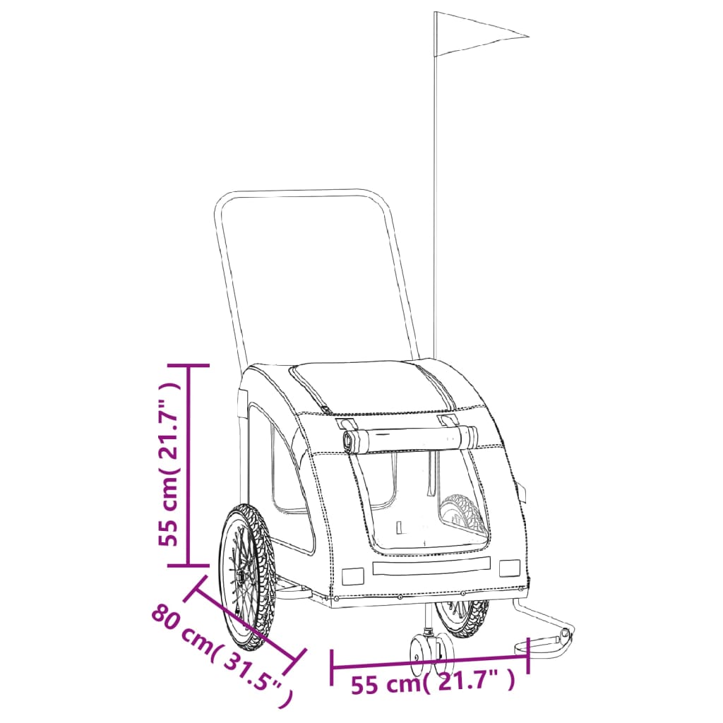 vidaXL Hondenfietstrailer oxford stof en ijzer oranje en grijs