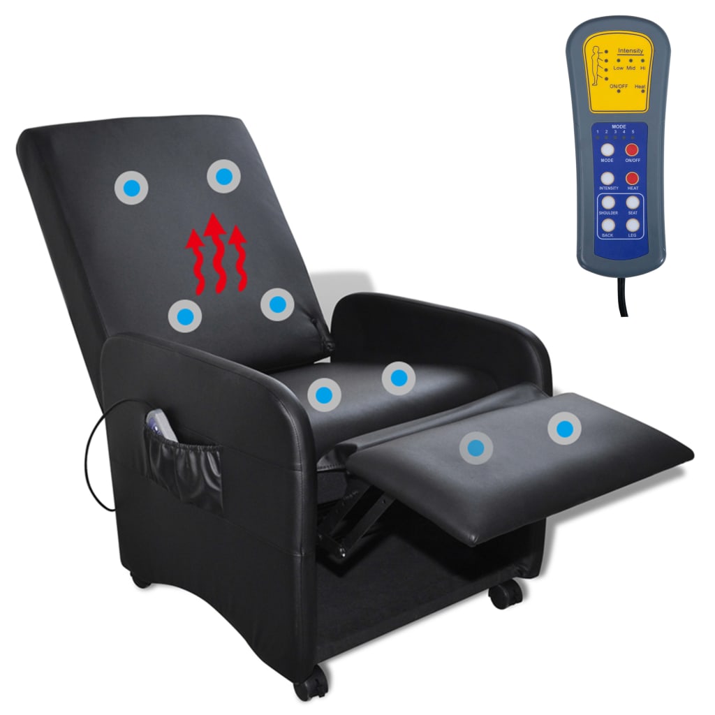 vidaXL Massagestoel kunstleer zwart
