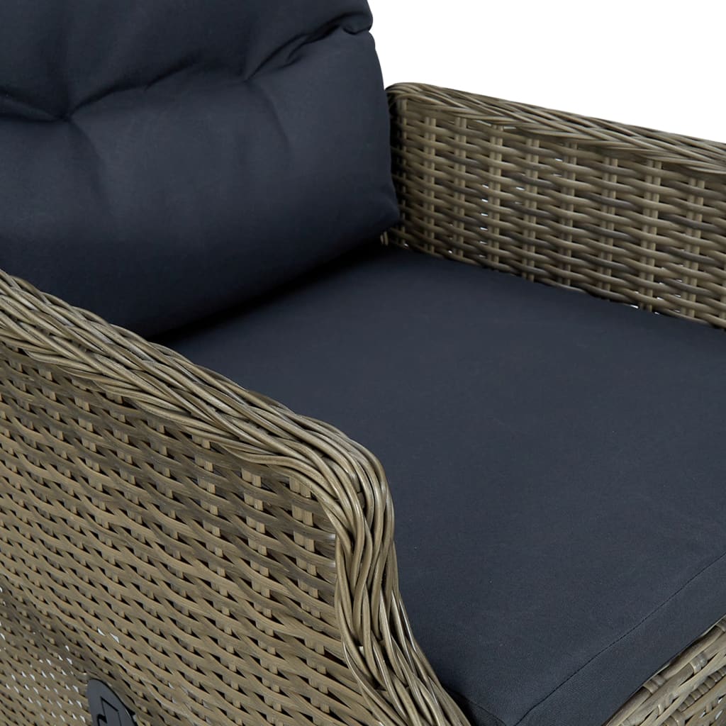 vidaXL 9-delige Tuinset met kussens poly rattan bruin