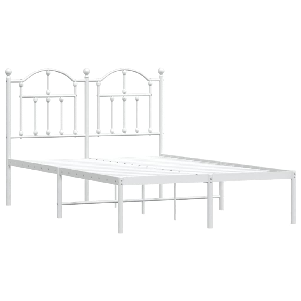 vidaXL Bedframe met hoofdbord metaal wit 120x200 cm