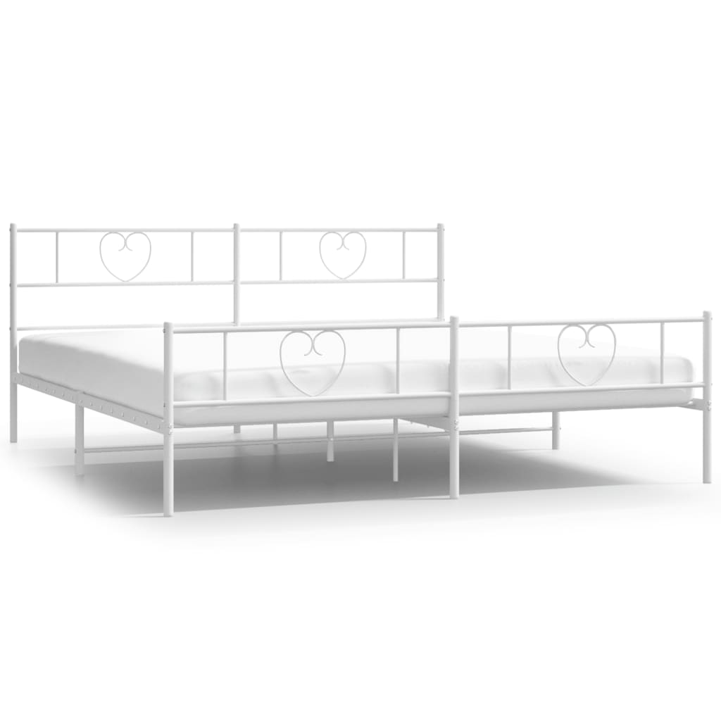 vidaXL Bedframe met hoofd- en voeteneinde metaal wit 193x203 cm