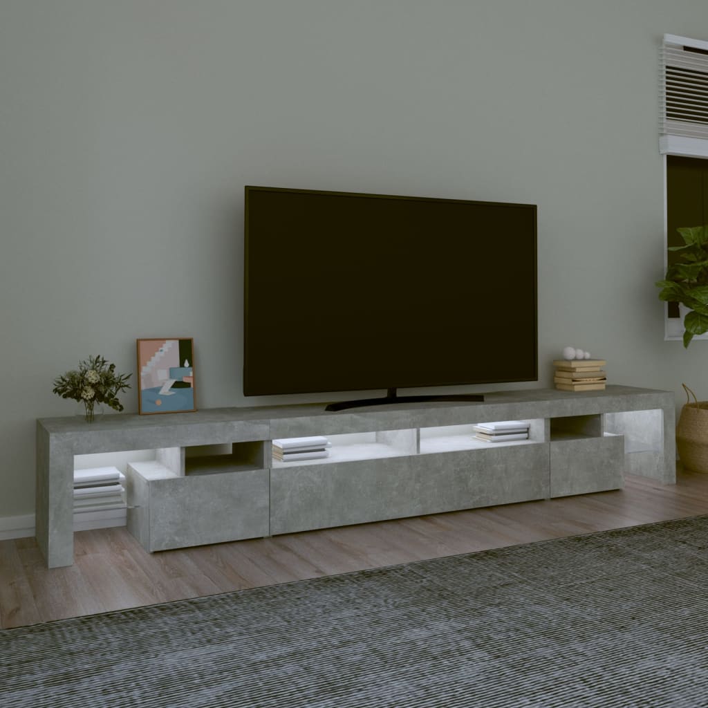 vidaXL Tv-meubel met LED-verlichting 260x36,5x40 cm betongrijs
