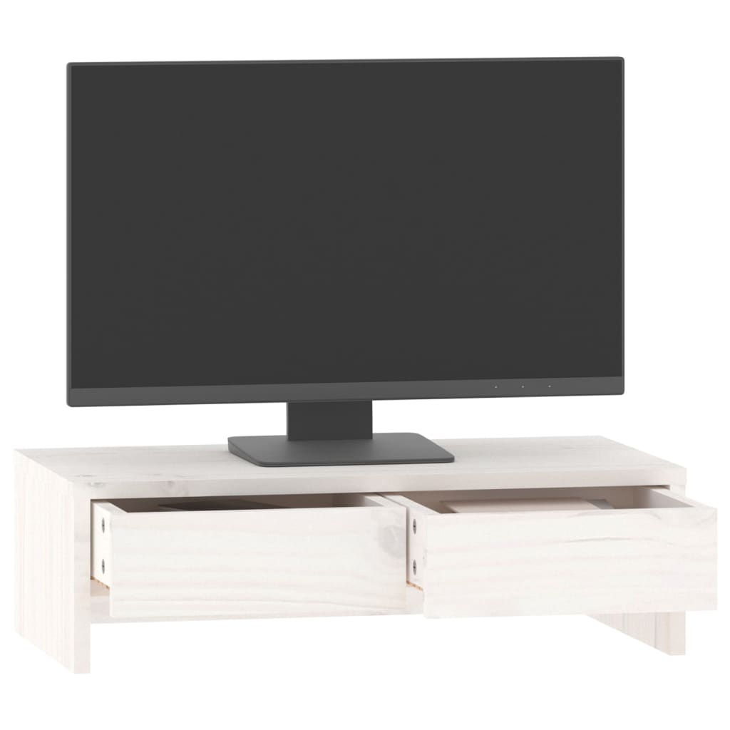 vidaXL Monitorstandaard 50x27x15 cm massief grenenhout wit