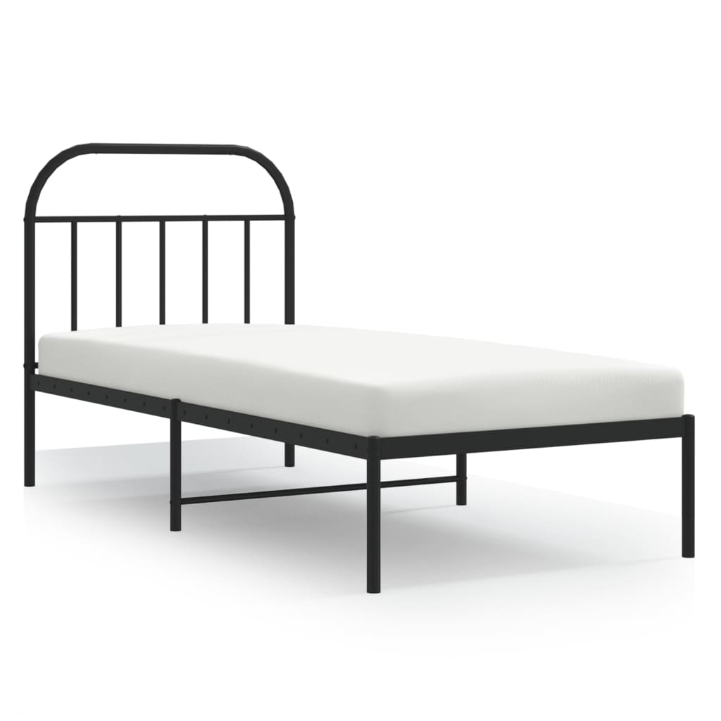 vidaXL Bedframe met hoofdbord metaal zwart 90x190 cm