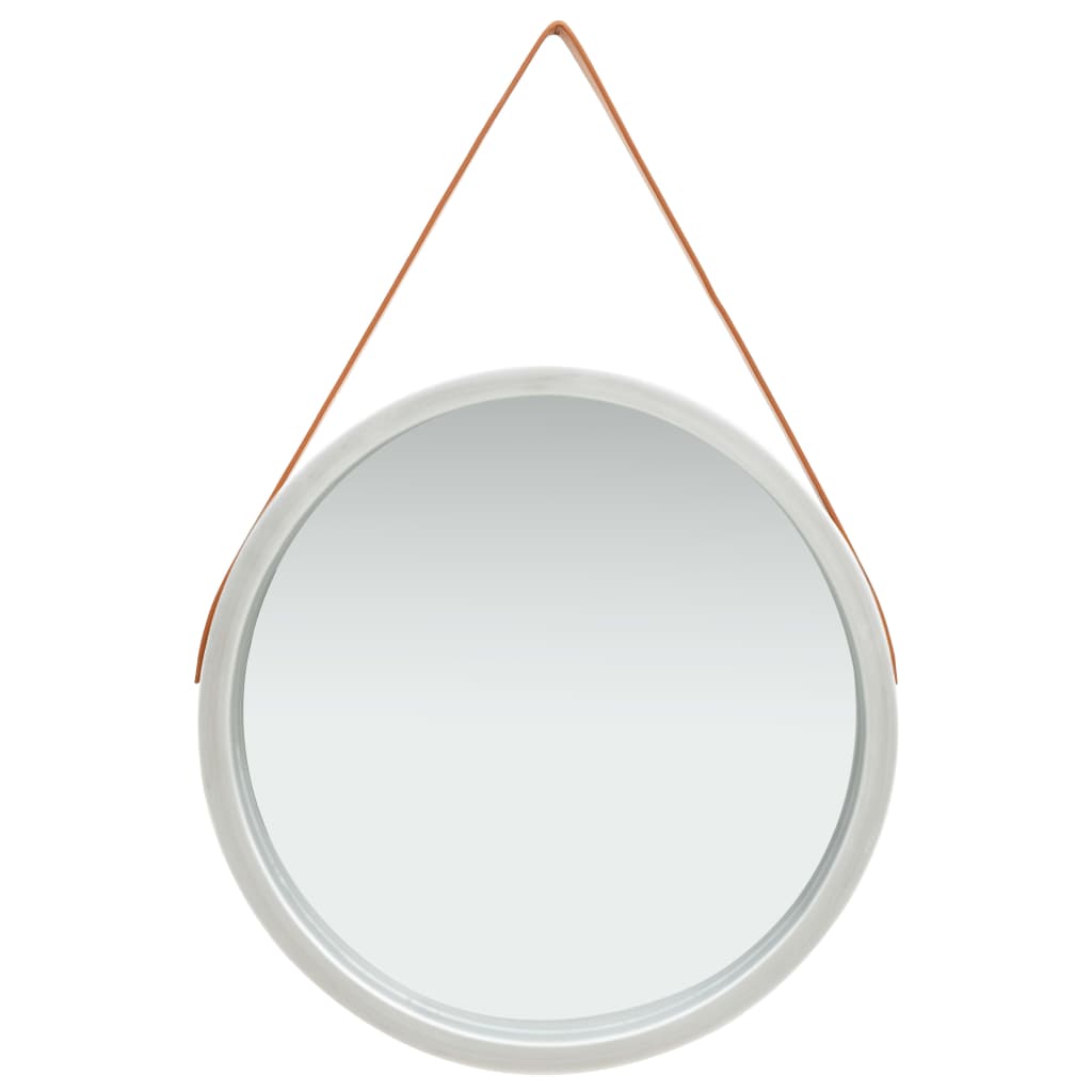 vidaXL Wandspiegel met band 60 cm zilverkleurig