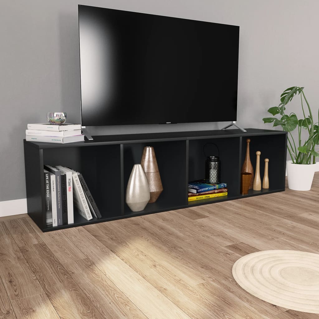 vidaXL Boekenkast/tv-meubel 36x30x143 cm bewerkt hout zwart