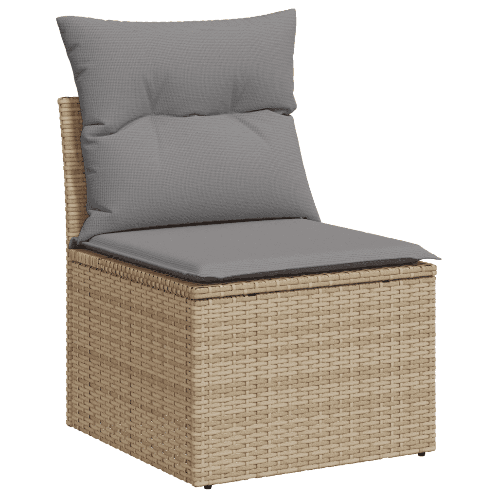 vidaXL 9-delige Loungeset met kussens poly rattan gemengd beige