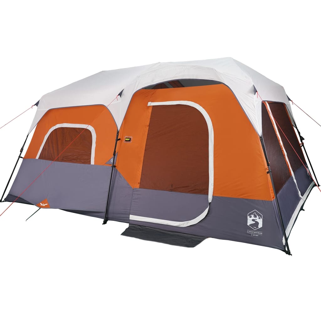 vidaXL Tent 9-persoons waterdicht met LED lichtgrijs en oranje