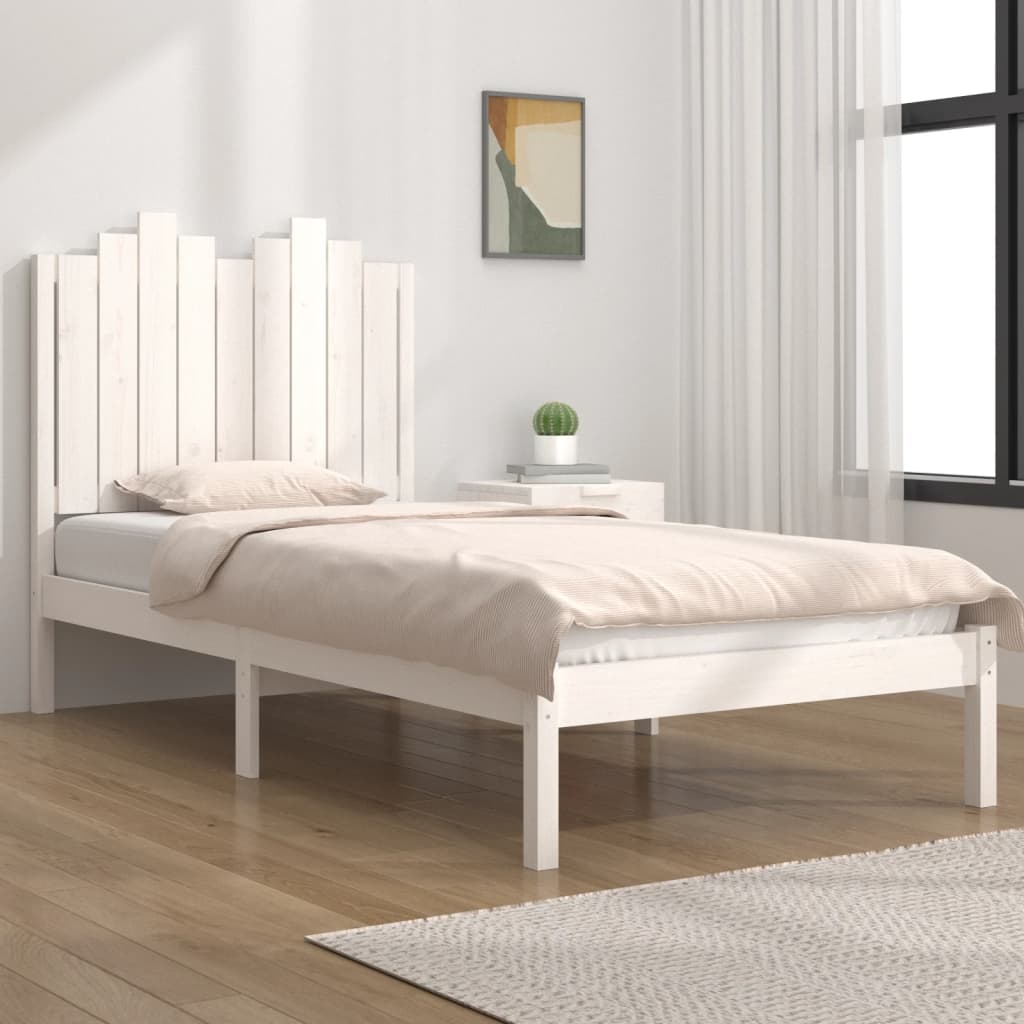 vidaXL Bedframe massief grenenhout wit 75x190 cm