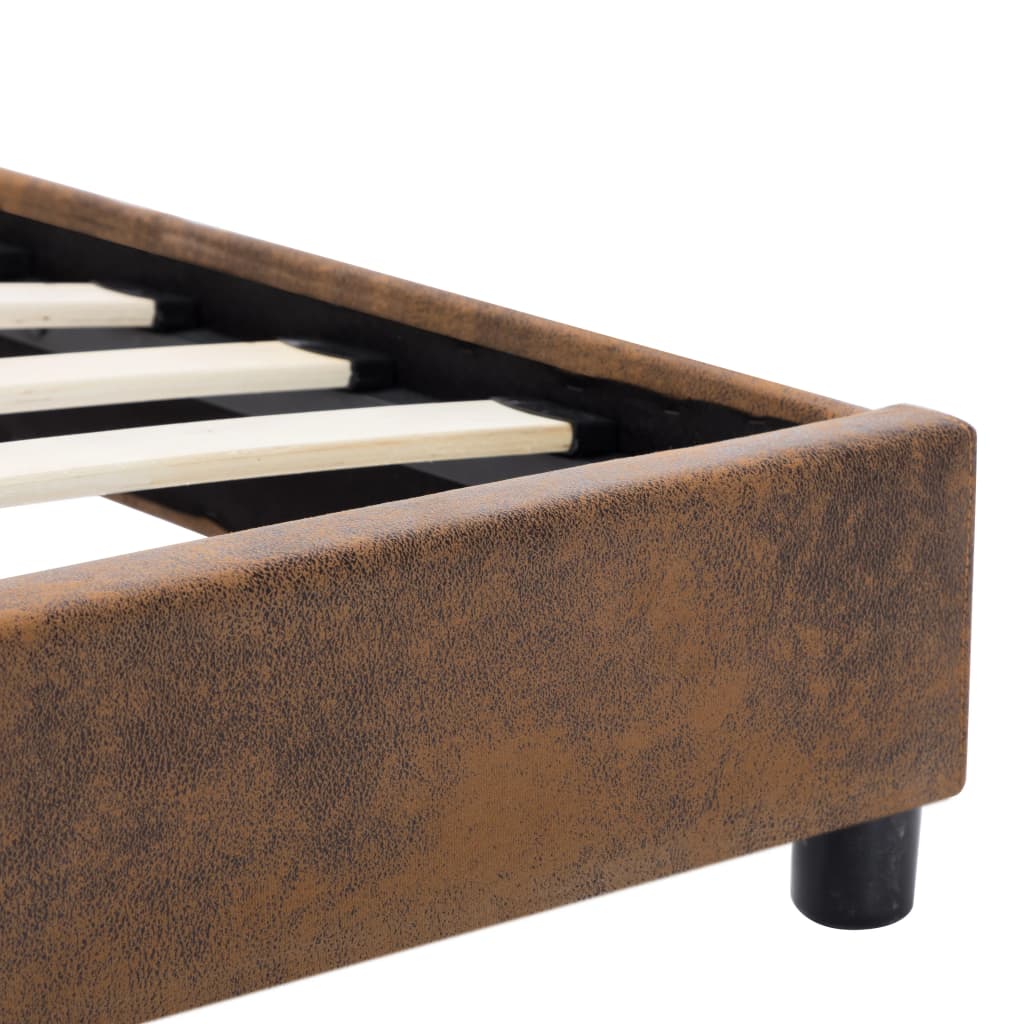 vidaXL Bedframe kunstsuède bruin 90x200 cm