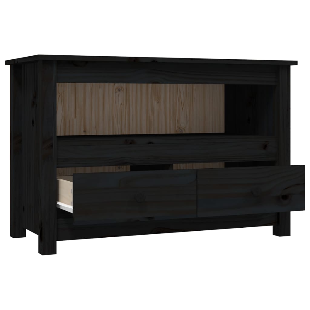 vidaXL Tv-meubel 79x35x52 cm massief grenenhout zwart