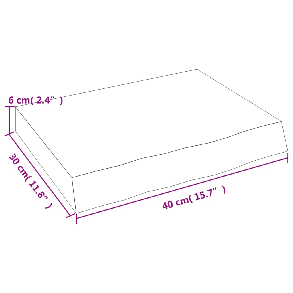 vidaXL Wastafelblad 40x30x(2-6) cm behandeld massief hout lichtbruin