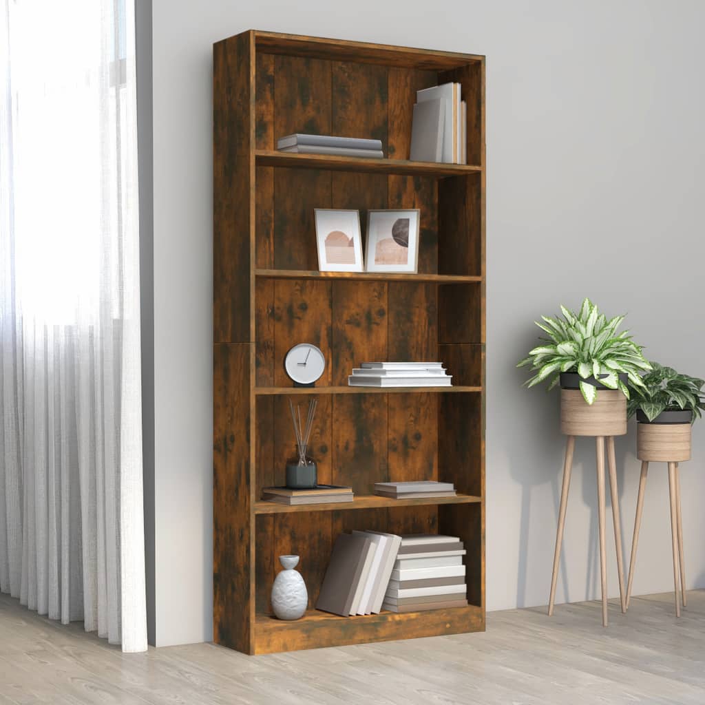 vidaXL Boekenkast 80x24x175 cm bewerkt hout gerookt eikenkleurig