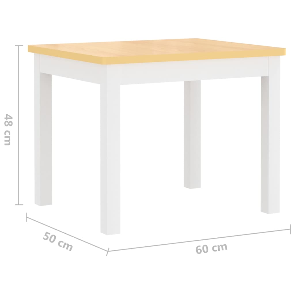 vidaXL 4-delige Kindertafel- en stoelenset MDF wit en beige