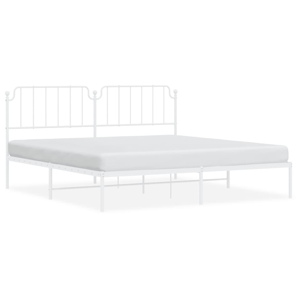 vidaXL Bedframe met hoofdbord metaal wit 193x203 cm