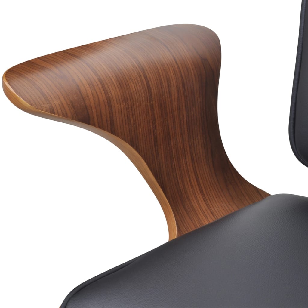 vidaXL Kantoorstoel draaibaar gebogen hout en kunstleer