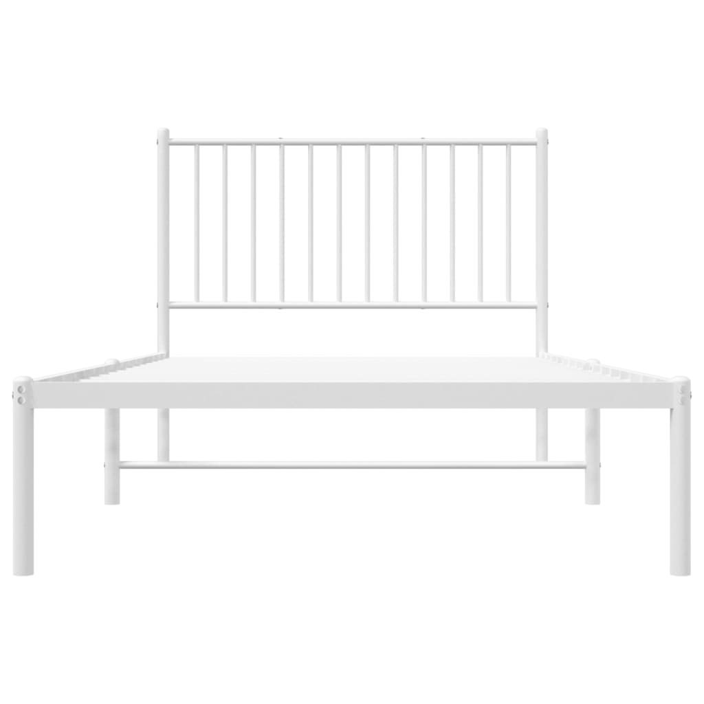 vidaXL Bedframe met hoofdbord metaal wit 100x200 cm