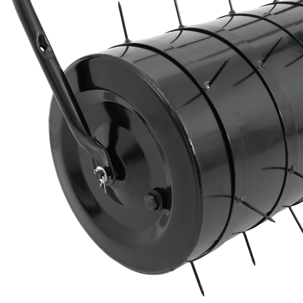 vidaXL Gazonroller met beluchtingsklemmen 42 L ijzer en staal zwart
