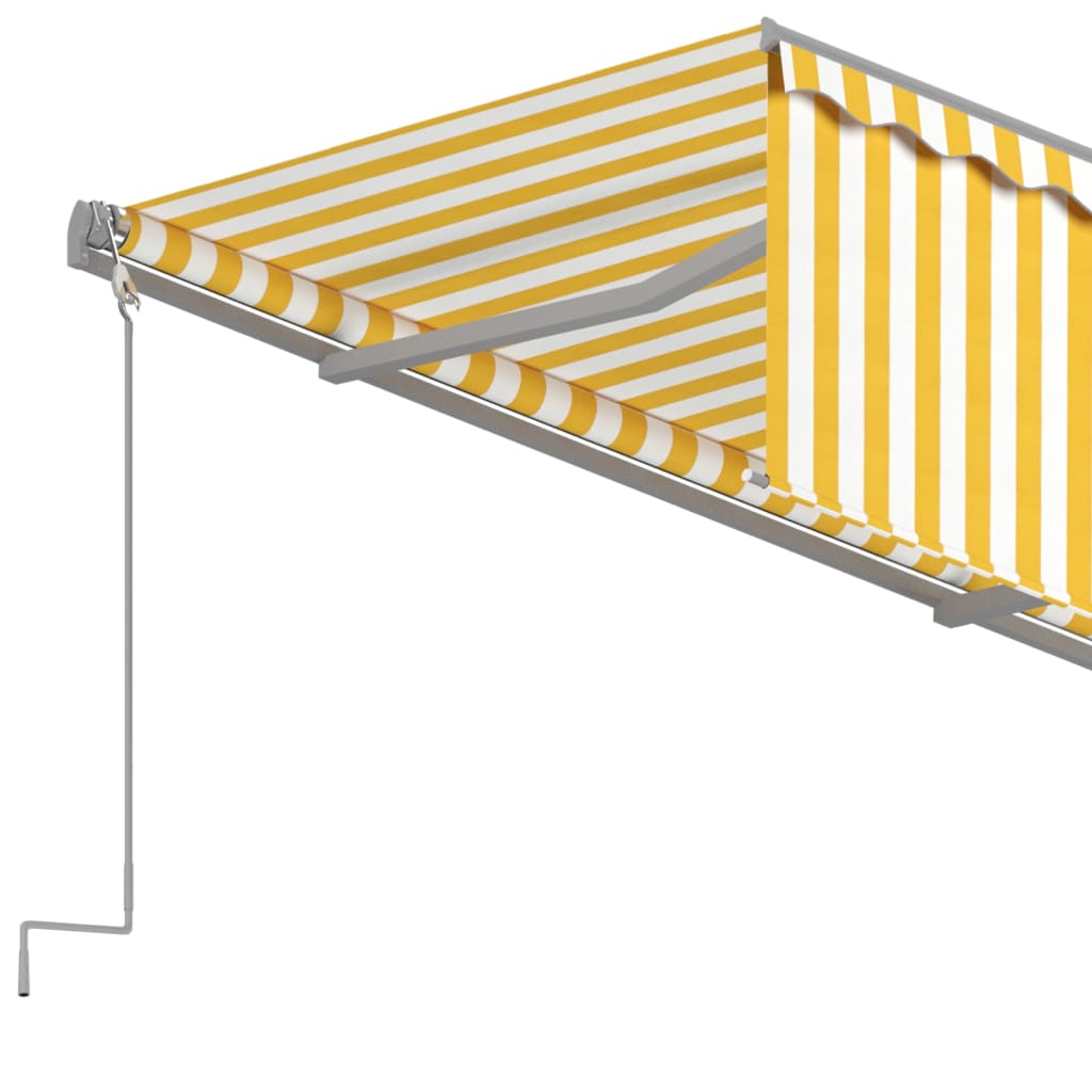 vidaXL Luifel handmatig uittrekbaar met rolgordijn 4,5x3 m geel en wit