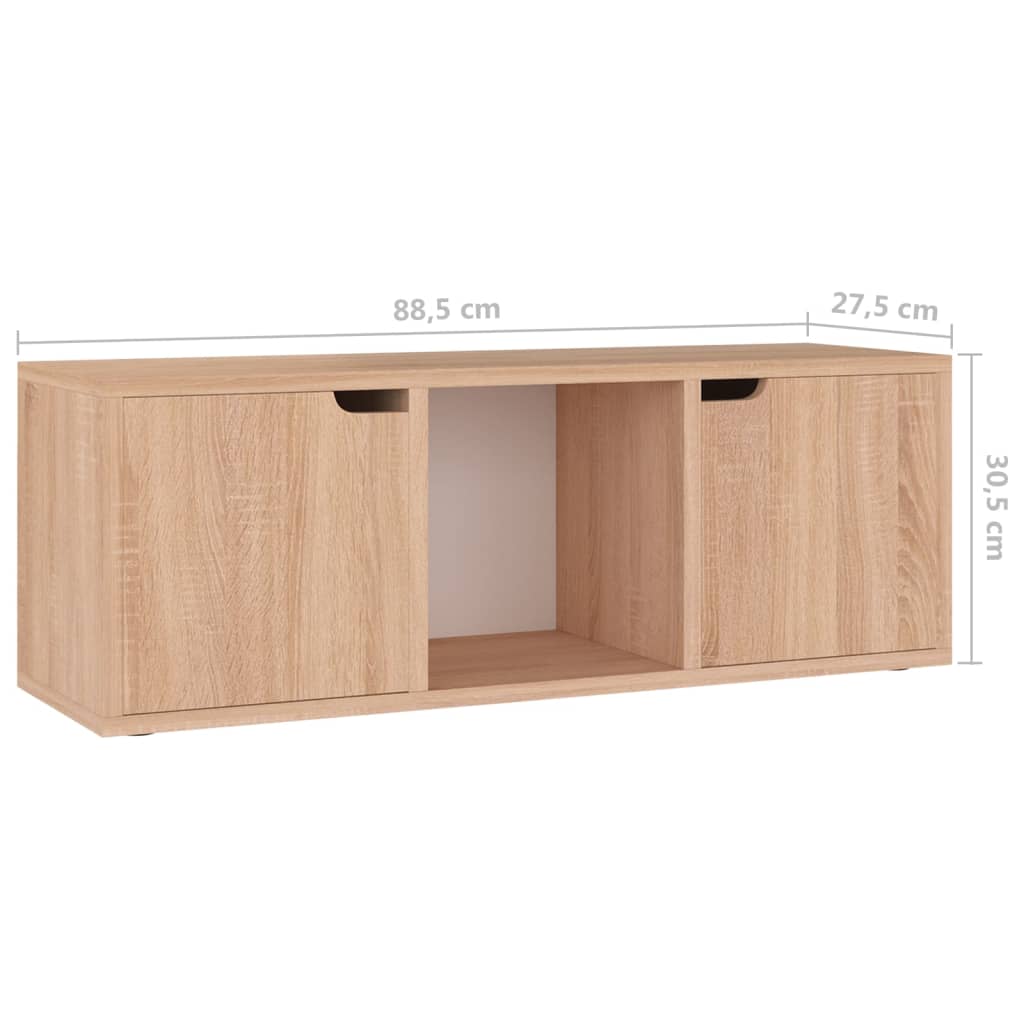 vidaXL Tv-meubel 88,5x27,5x30,5 cm bewerkt hout sonoma eikenkleurig