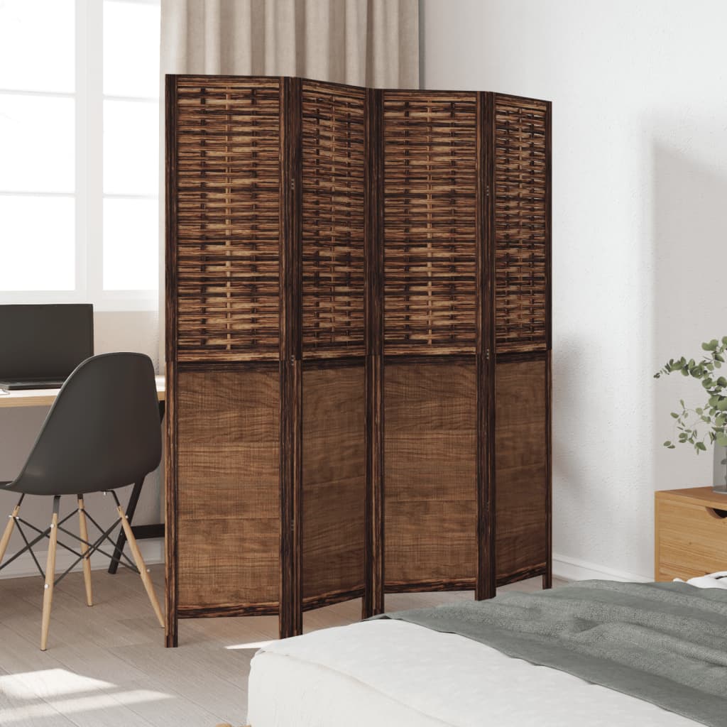vidaXL Kamerscherm met 5 panelen 193x160 cm waterhyacint zwart | Leen vidaXL Kamerscherm met 5 panelen 193x160 cm waterhyacint zwart | Leen