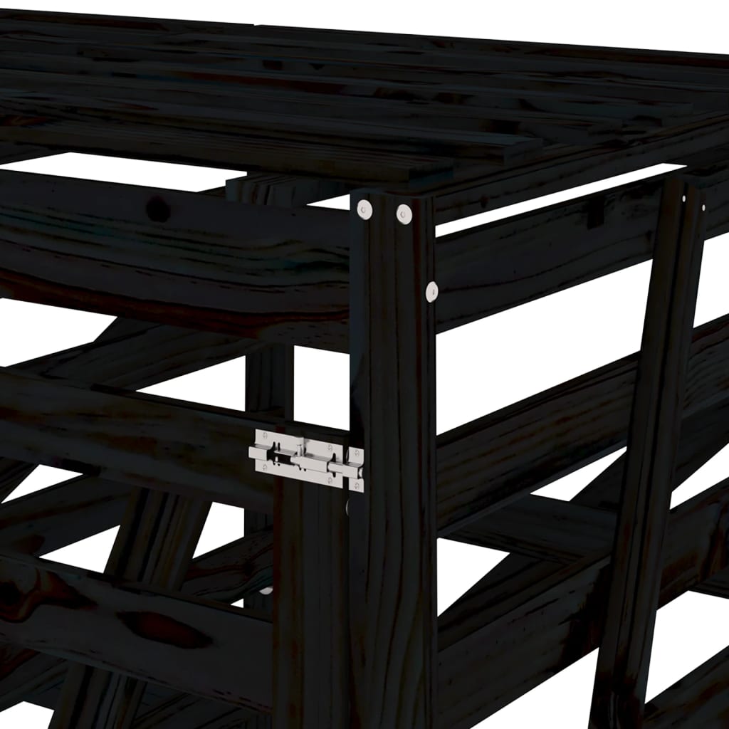 vidaXL Containerberging dubbel massief grenenhout zwart