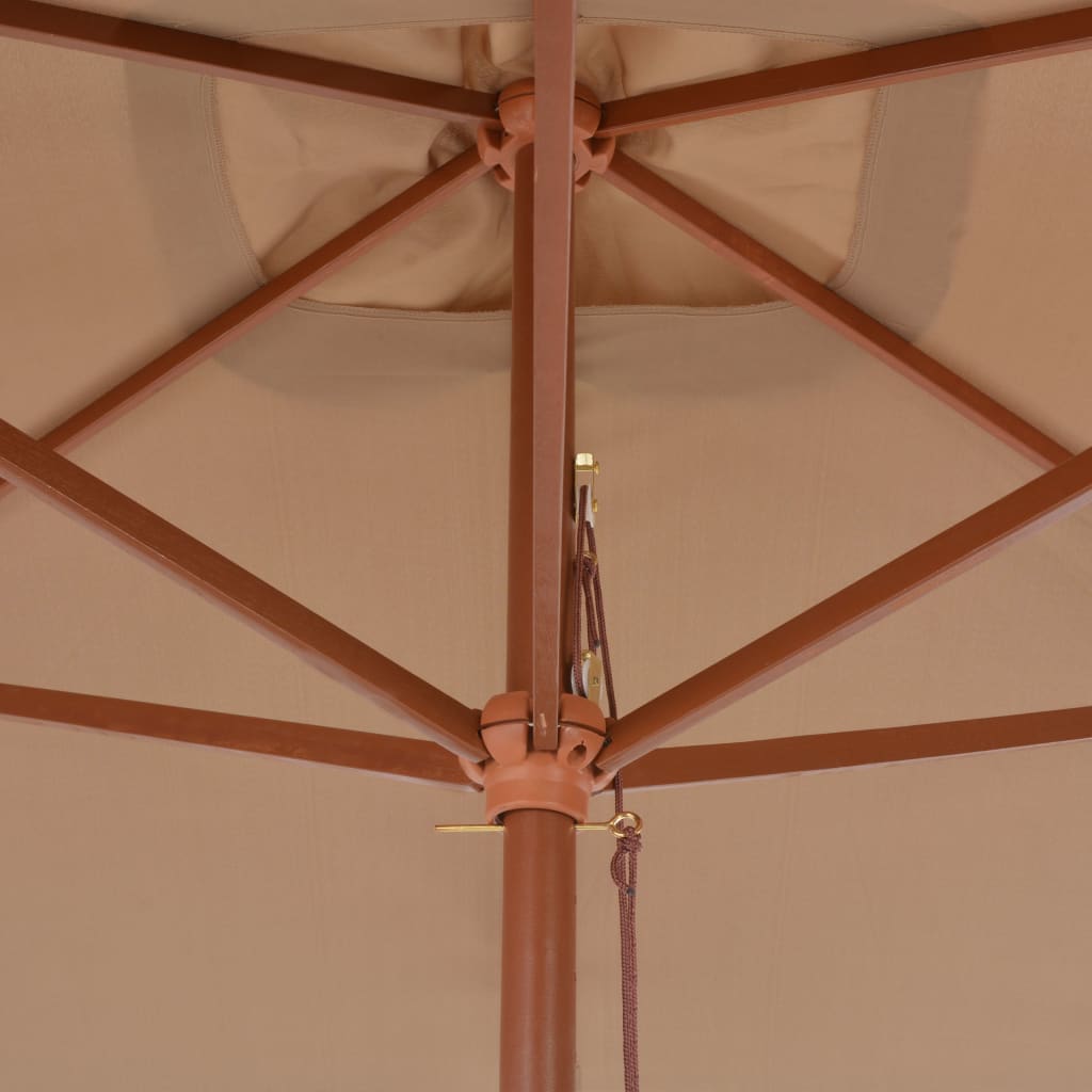 vidaXL Parasol met houten paal 200x300 cm taupe
