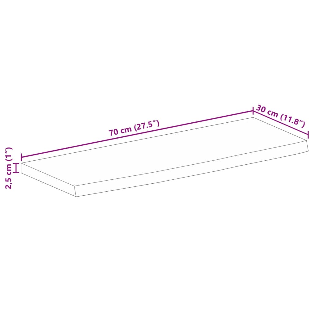 vidaXL Tafelblad met natuurlijke rand 70x30x2,5 cm massief mangohout