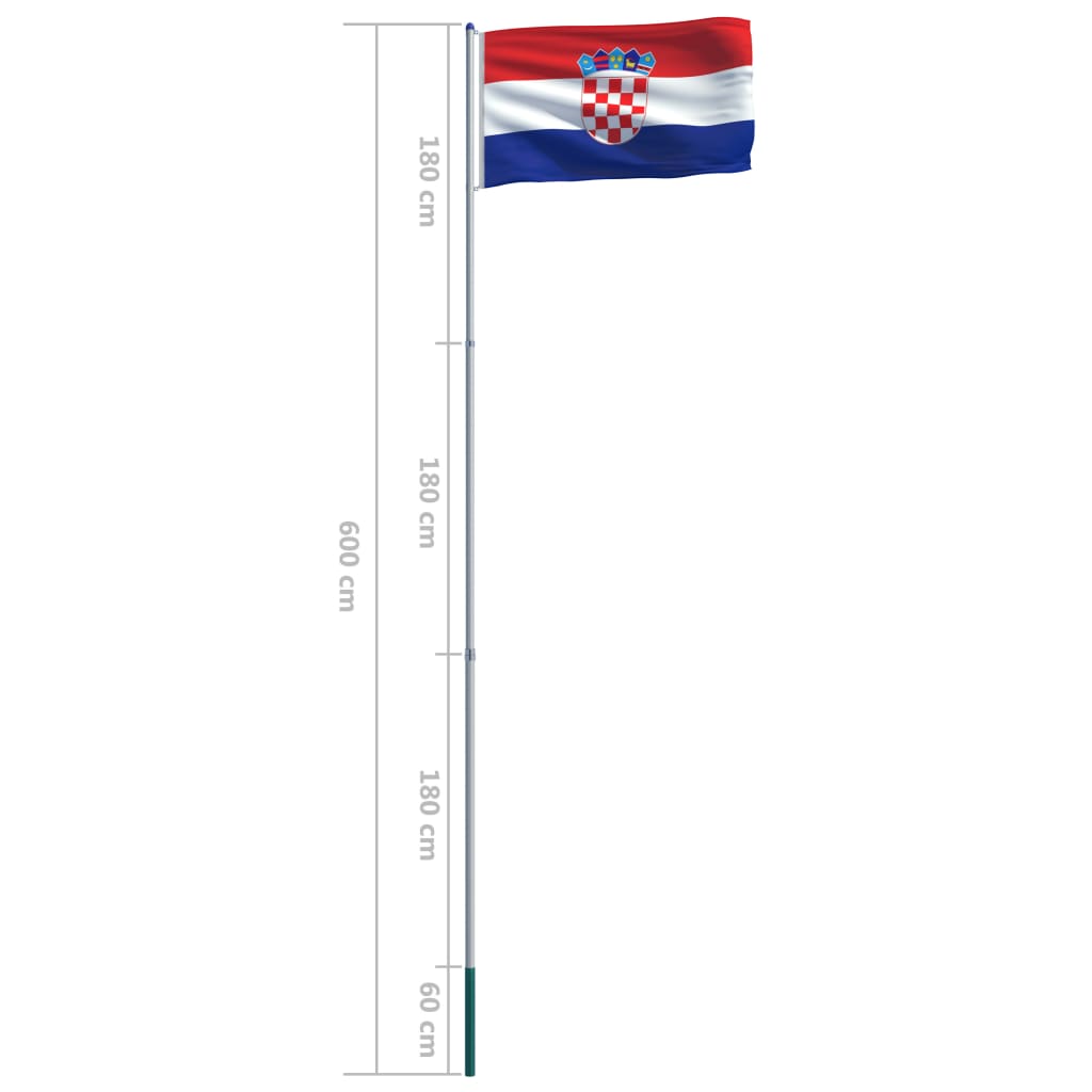 vidaXL Vlag met vlaggenmast Kroatië 6 m aluminium