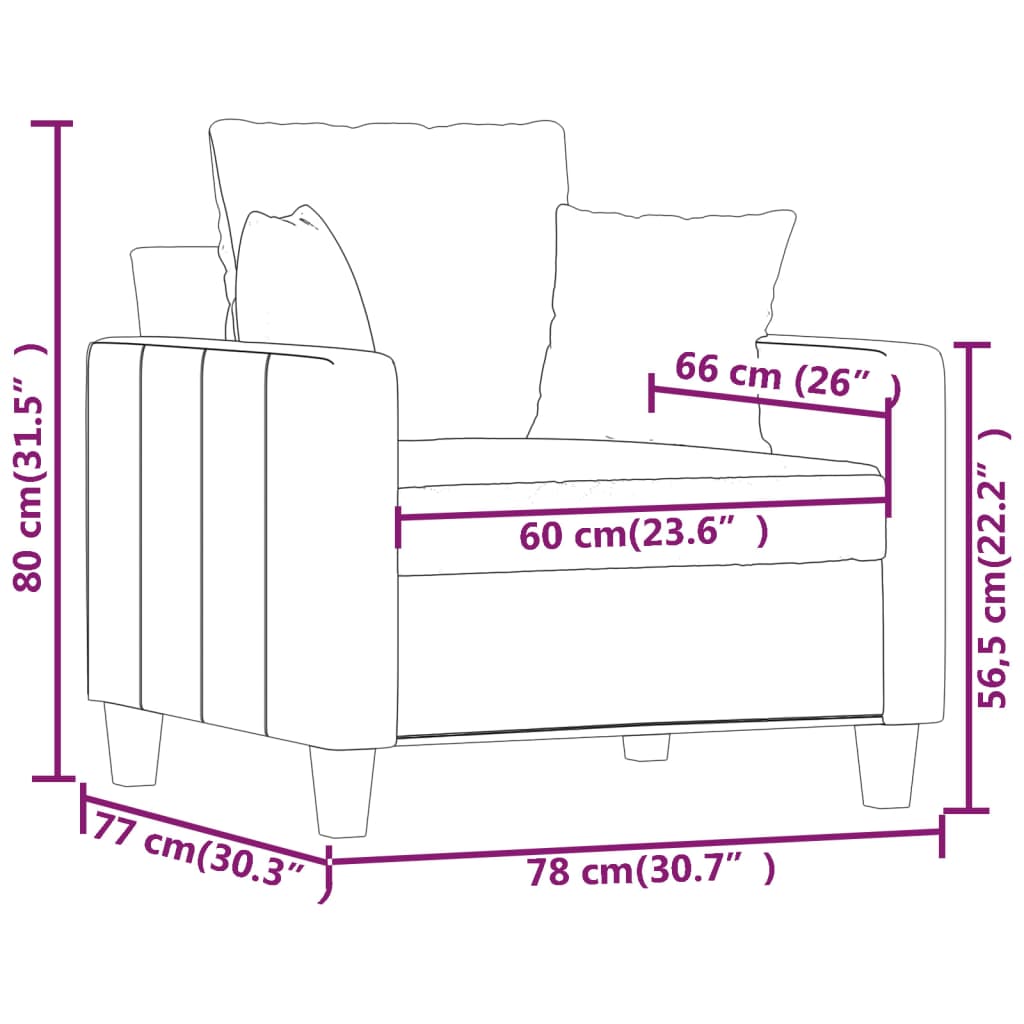 vidaXL Fauteuil 60 cm stof crèmekleurig