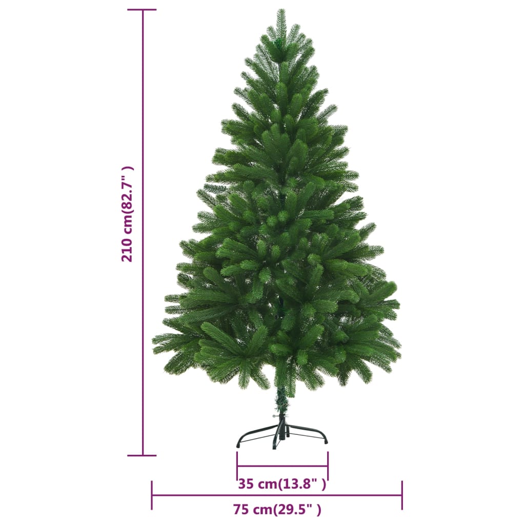 vidaXL Kunstkerstboom met verlichting en kerstballen 210 cm groen