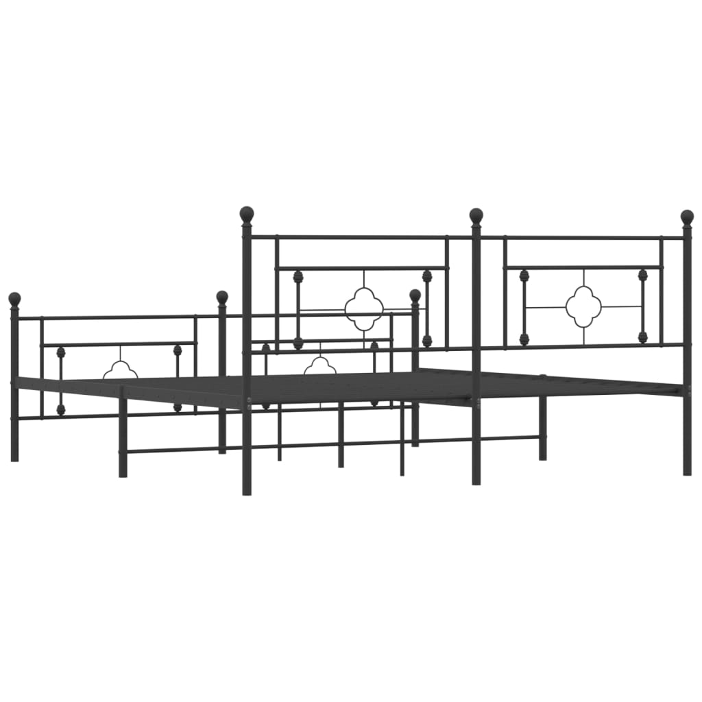 vidaXL Bedframe met hoofd- en voeteneinde metaal zwart 180x200 cm