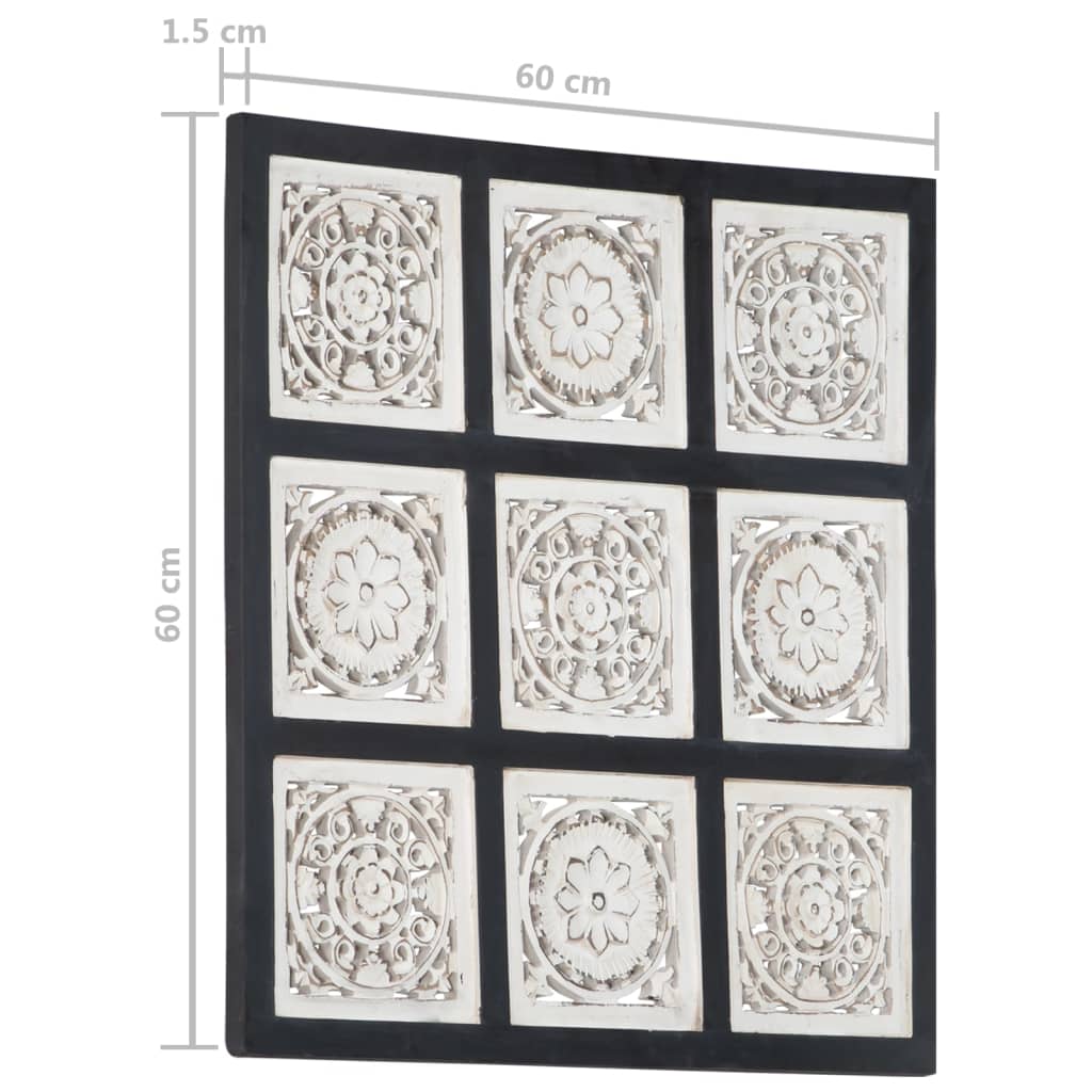 vidaXL Wandpaneel handgesneden 60x60x1,5 cm MDF zwart en wit
