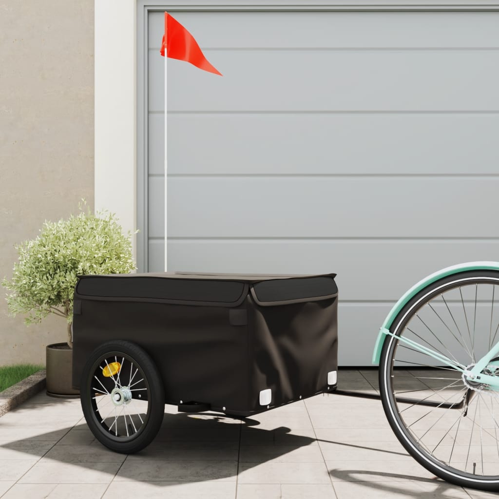 vidaXL Fietstrailer 45 kg ijzer zwart