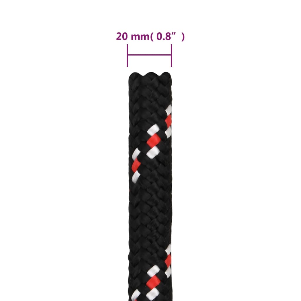 vidaXL Boottouw 20 mm 50 m polypropyleen zwart