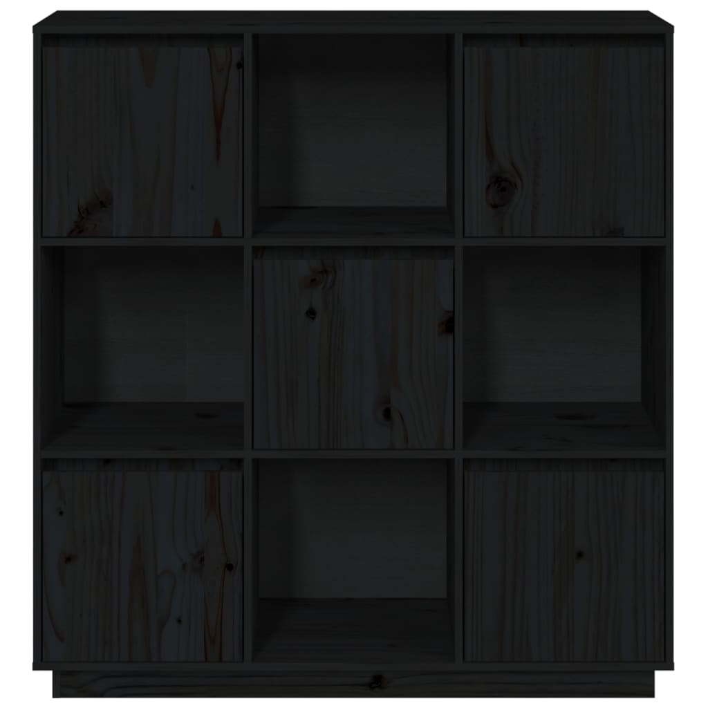 vidaXL Hoge kast 110,5x35x117 cm massief grenenhout zwart
