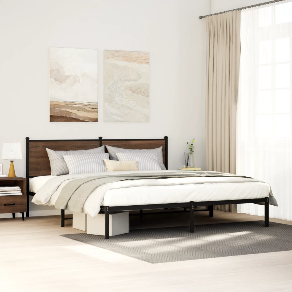 vidaXL Bedframe zonder matras metaal bruin eikenkleur 193x203 cm