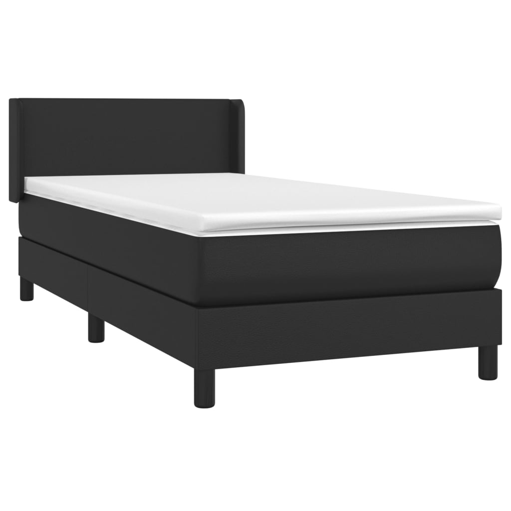 vidaXL Boxspring met matras kunstleer zwart 90x190 cm