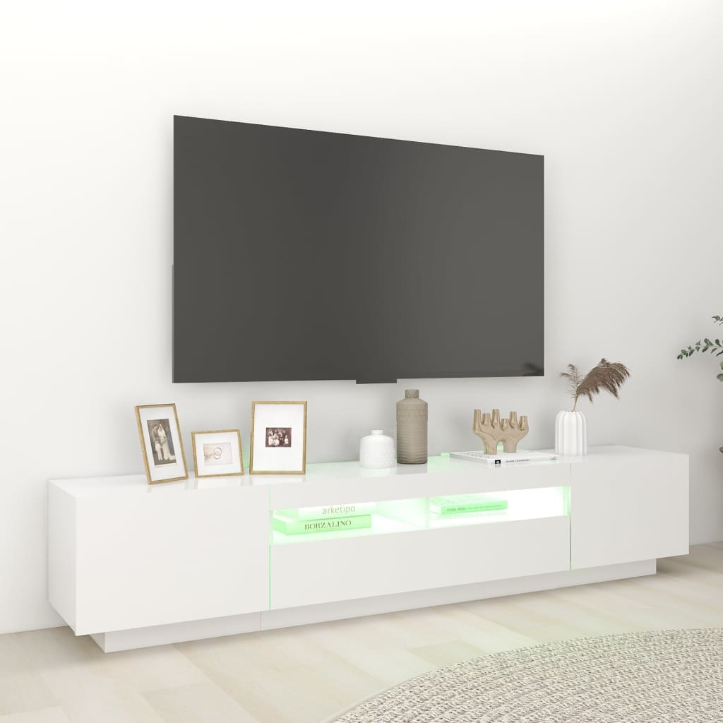 vidaXL Tv-meubel met LED-verlichting 200x35x40 cm wit
