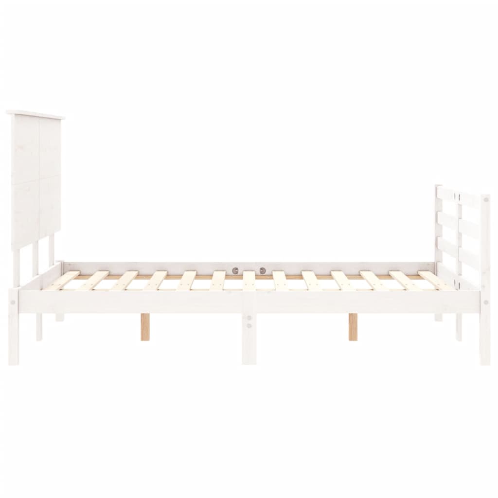 vidaXL Bedframe met hoofdbord massief hout wit 140x200 cm