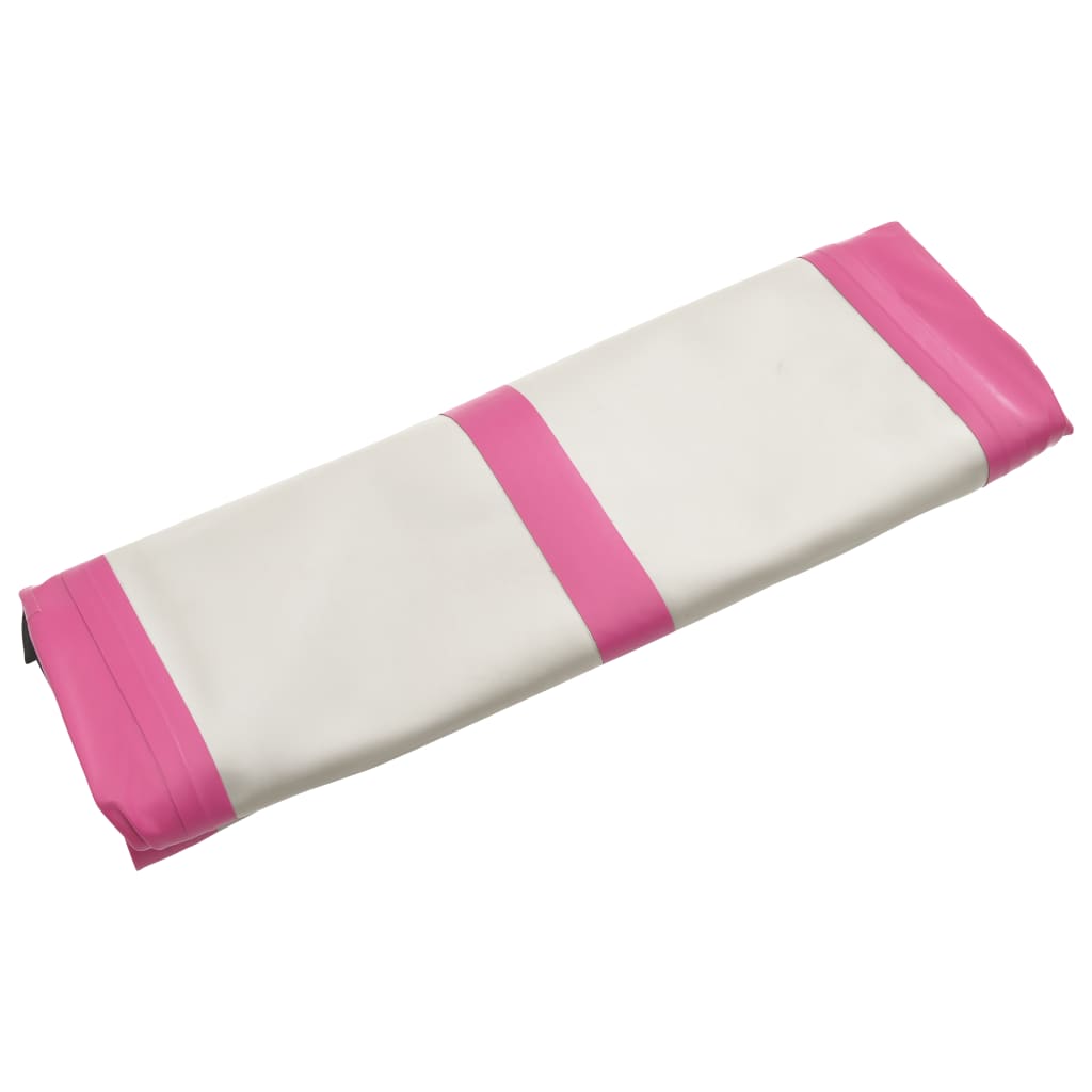vidaXL Gymnastiekmat met pomp opblaasbaar 400x100x20 cm PVC roze